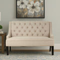 Orsina Doucet High Back Linen Bench – Natural Upholstered Seating