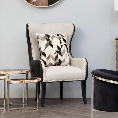 Orsina Doucet Fabric Armchair | Two-Tone Tufted Accent Chair