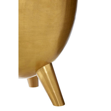 Orsina Crest Gold Side Table – White Marble Top & Tapered Legs