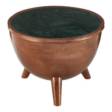 Orsina Crest Green Marble Coffee Table – Copper Bowl Shape Design