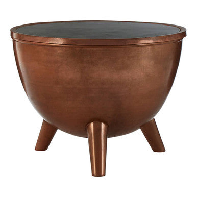 Orsina Crest Green Marble Coffee Table – Copper Bowl Shape Design