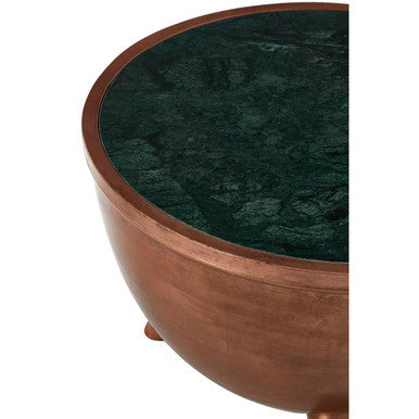 Orsina Crest Green Marble Coffee Table – Copper Bowl Shape Design