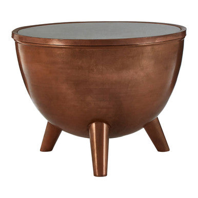 Orsina Crest Copper Bowl Coffee Table with White Marble Top