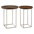 Orsina Crest Side Tables – Set of 2 Wood Top & Silver Iron Legs