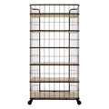 Orsina Crest 6 Tier Shelf Unit with Wheels | Industrial Wood & Iron