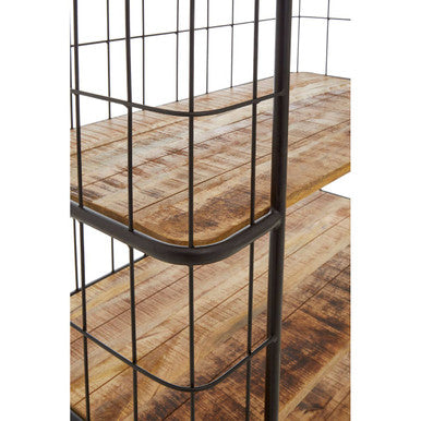 Orsina Crest 6 Tier Shelf Unit with Wheels | Industrial Wood & Iron