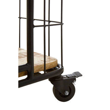 Orsina Crest 6 Tier Shelf Unit with Wheels | Industrial Wood & Iron