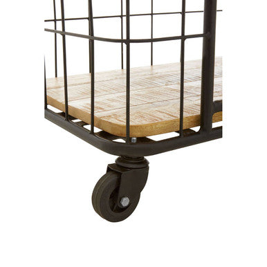 Orsina Crest 6 Tier Shelf Unit with Wheels | Industrial Wood & Iron