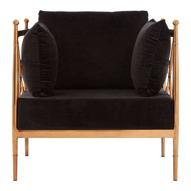 Orsina Novo Modern Accent Chair | Black Velvet & Rose Gold Metal