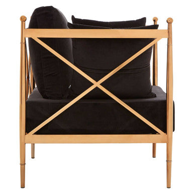 Orsina Novo Modern Accent Chair | Black Velvet & Rose Gold Metal
