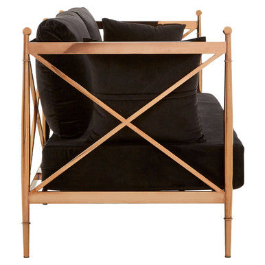 Orsina Novo 2-Seater Velvet Sofa – Rose Gold Lattice Arms Loveseat
