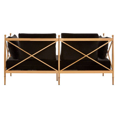 Orsina Novo 2-Seater Velvet Sofa – Rose Gold Lattice Arms Loveseat