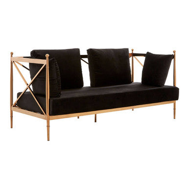 Orsina Novo 2-Seater Velvet Sofa – Rose Gold Lattice Arms Loveseat