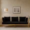 Orsina Novo 3-Seater Sofa – Black Velvet with Rose Gold Lattice Arms