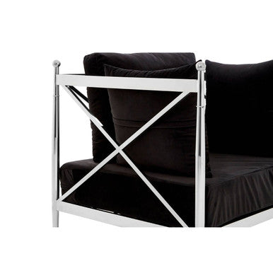 Orsina Novo Accent Chair | Black Velvet with Silver Lattice Arms