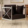 Orsina Novo Accent Chair | Black Velvet with Silver Lattice Arms