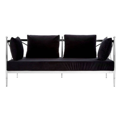 Orsina Novo 2 Seater Sofa – Modern Silver Lattice Arm Loveseat