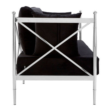 Orsina Novo 2 Seater Sofa – Modern Silver Lattice Arm Loveseat