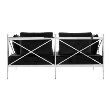 Orsina Novo 2 Seater Sofa – Modern Silver Lattice Arm Loveseat