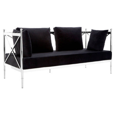 Orsina Novo 2 Seater Sofa – Modern Silver Lattice Arm Loveseat
