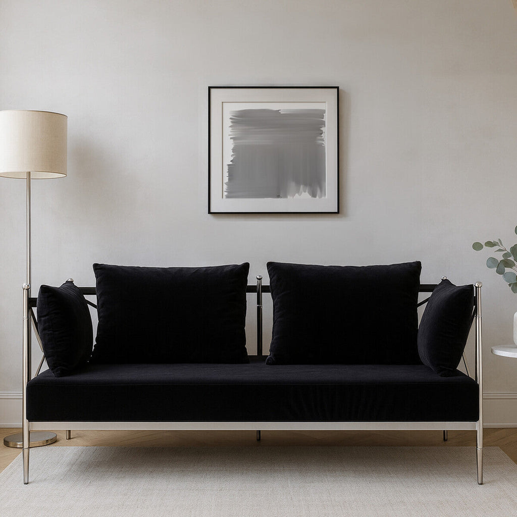 Orsina Novo 2 Seater Sofa – Modern Silver Lattice Arm Loveseat