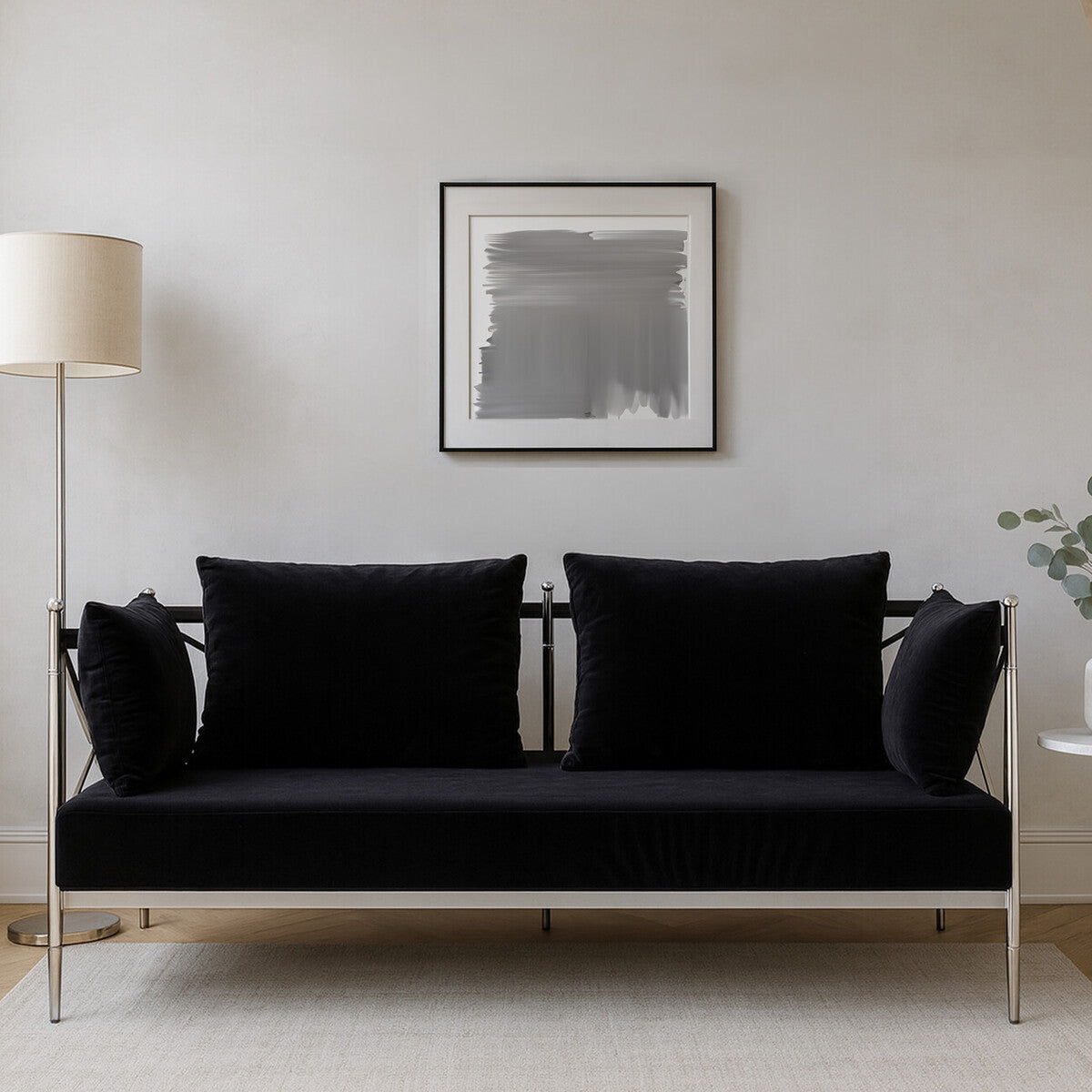 Orsina Novo 2 Seater Sofa – Modern Silver Lattice Arm Loveseat
