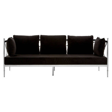 Orsina Novo 3 Seater Sofa | Black Upholstery with Silver Lattice Sides