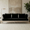 Orsina Novo 3 Seater Sofa | Black Upholstery with Silver Lattice Sides