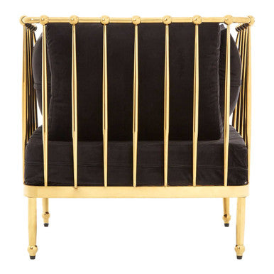 Orsina Novo Accent Chair | Gold Tapered Arms with Black Cushions