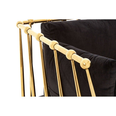 Orsina Novo Accent Chair | Gold Tapered Arms with Black Cushions