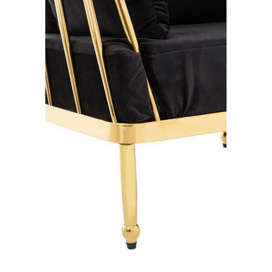 Orsina Novo Accent Chair | Gold Tapered Arms with Black Cushions