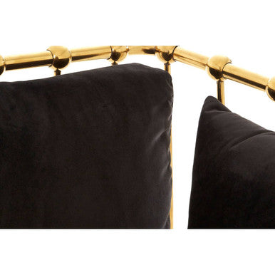 Orsina Novo Accent Chair | Gold Tapered Arms with Black Cushions