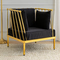 Orsina Novo Accent Chair | Gold Tapered Arms with Black Cushions