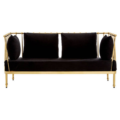 Orsina Novo 2-Seater Loveseat – Gold Finish Tapered Arms Sofa
