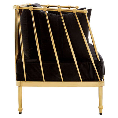 Orsina Novo 2-Seater Loveseat – Gold Finish Tapered Arms Sofa