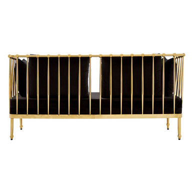 Orsina Novo 2-Seater Loveseat – Gold Finish Tapered Arms Sofa