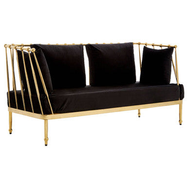 Orsina Novo 2-Seater Loveseat – Gold Finish Tapered Arms Sofa