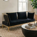Orsina Novo 2-Seater Loveseat – Gold Finish Tapered Arms Sofa