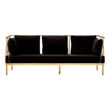 Orsina Novo 3 Seater Modern Sofa | Gold Finish with Black Cushions