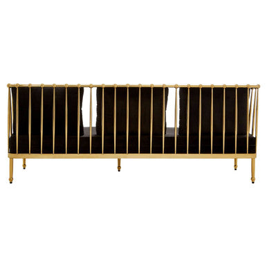 Orsina Novo 3 Seater Modern Sofa | Gold Finish with Black Cushions