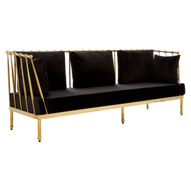 Orsina Novo 3 Seater Modern Sofa | Gold Finish with Black Cushions