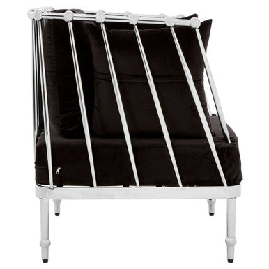 Orsina Novo Accent Chair – Silver Metal Frame with Black Cushions