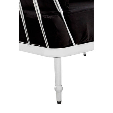 Orsina Novo Accent Chair – Silver Metal Frame with Black Cushions