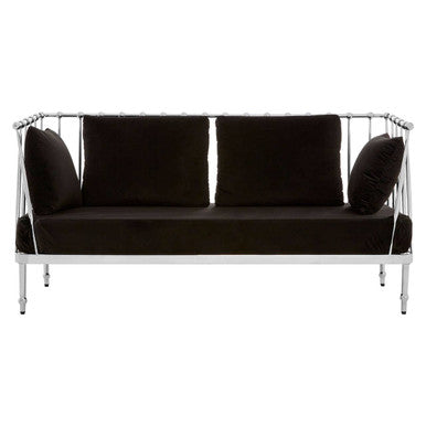 Orsina Novo 2-Seater Loveseat – Silver Finish Tapered Arms Sofa