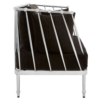 Orsina Novo 2-Seater Loveseat – Silver Finish Tapered Arms Sofa