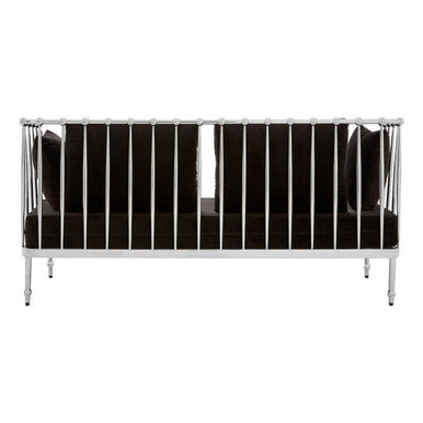 Orsina Novo 2-Seater Loveseat – Silver Finish Tapered Arms Sofa