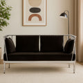 Orsina Novo 2-Seater Loveseat – Silver Finish Tapered Arms Sofa
