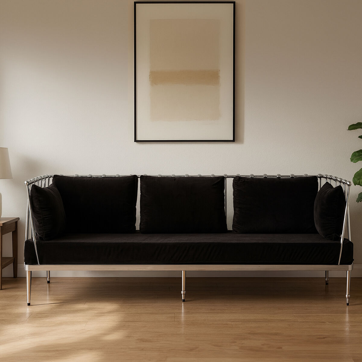 Orsina Novo 3 Seater Sofa – Silver Finish Frame with Tapered Arms