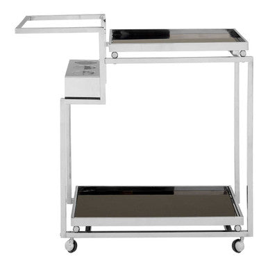 Orsina Novo 3-Tier Bar Trolley – Silver Serving Cart with Bottle Holders