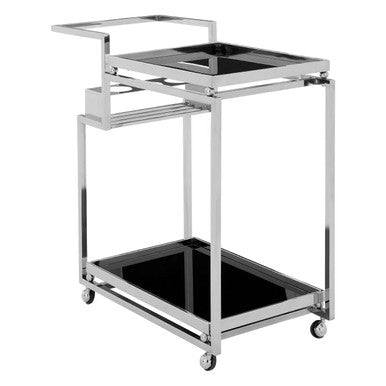 Orsina Novo 3-Tier Bar Trolley – Silver Serving Cart with Bottle Holders